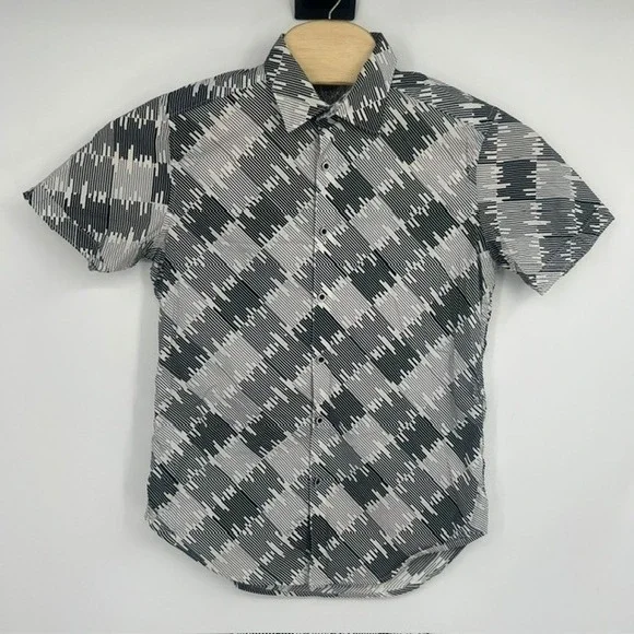 Robert Graham Mens Geometric Optical Illusion Short Sleeve Button Down Shirt S - Picture 1 of 7